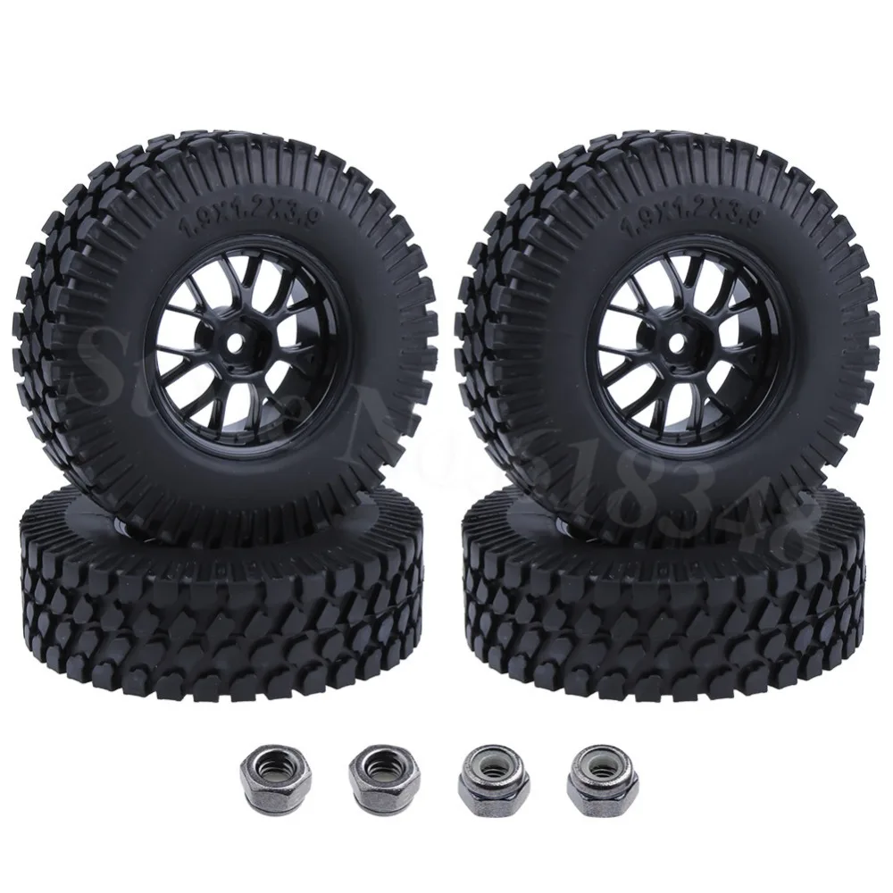 

4x 1.9" Tires Tyres & Wheel Rims w/Foam 1.9x1.2x3.9 OD:96mm for 1/10 Scale RC Rock Crawler Axial SCX10 RC4WD D90 Redcat HSP Car