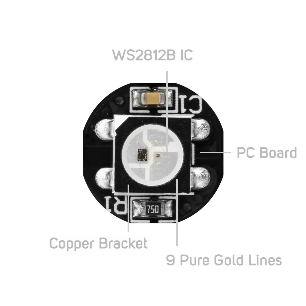 10 ~ 200 шт. WS2812B RGB светодиодный чип с радиаторной платой мм * 3 черный/белый PCB SK6812 5050