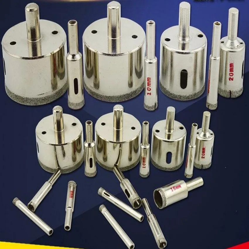 

Free shipping of 20pc 3-50mm Assorted Diamond Coated Hole Saws Drill Bits Set Kit Cutter for using in drilling holes on glasses