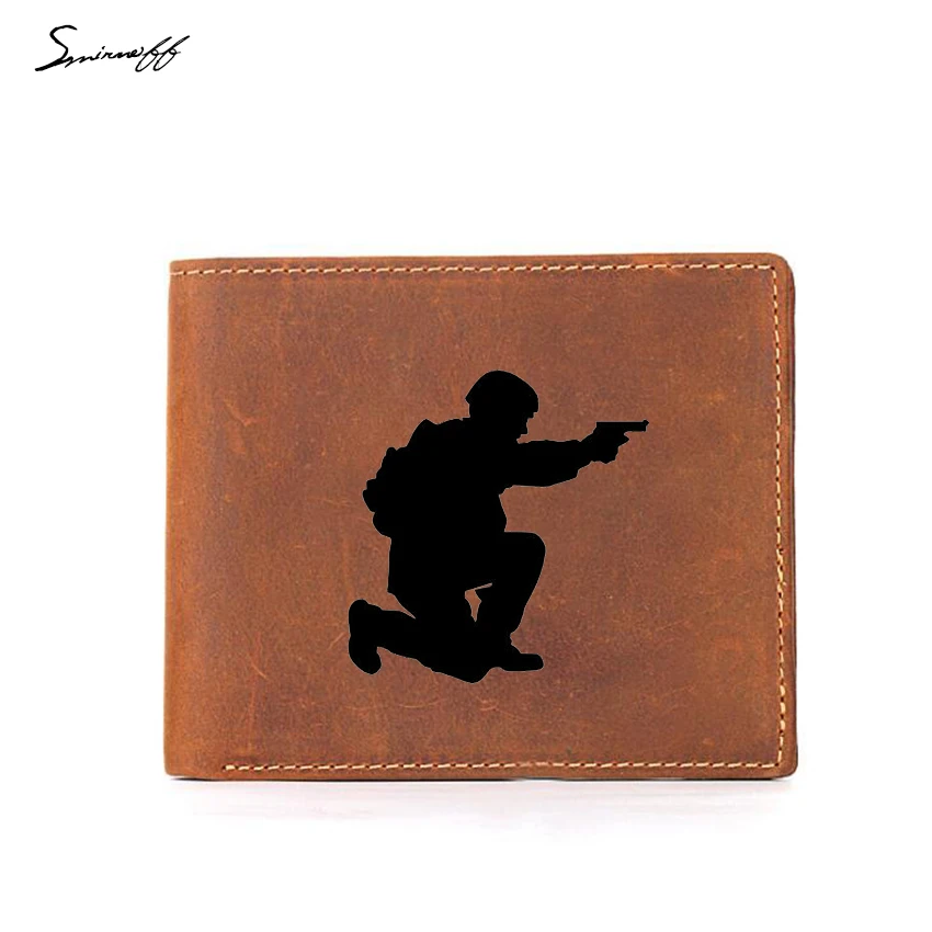 Smirnoff Leather Wallet Men Pistol Hand Gun Military Wallet Luxury RFID