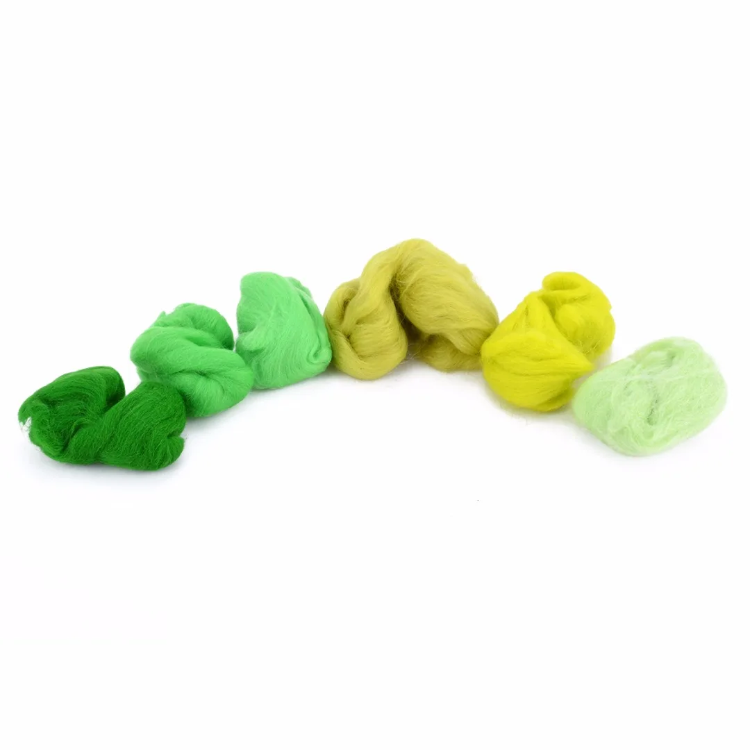 60g  DIY MERINO Woodland Green Shades Dyed Wool Tops Roving For Needle Felting 3 10 20 36 43 71