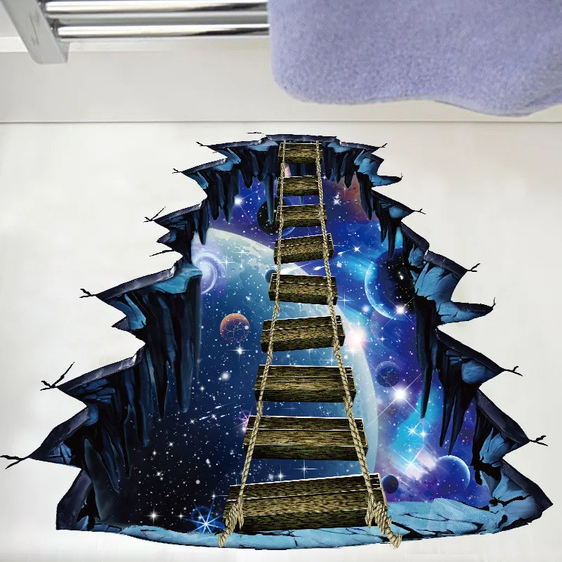 

Removable Large 3d Space Wall Sticker Galaxy Star Bridge Home Decoration for Kids Room Floor Living Room Wall Decals Home Decor