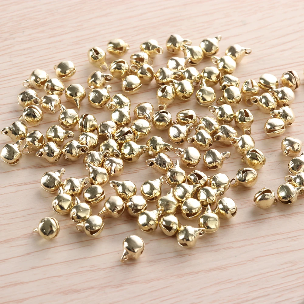 100Pcs Bronze Metal Christmas Jingle Bells Pendants Charms Craft Beads 6mm