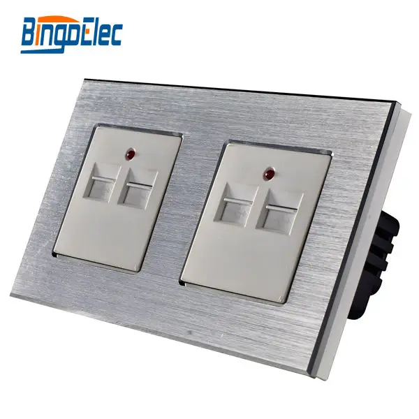 

CE Certification AC100-240V,5V 3.1A 3100MA Double USB wall socket silver aluminum panel socket ,Hot Sale