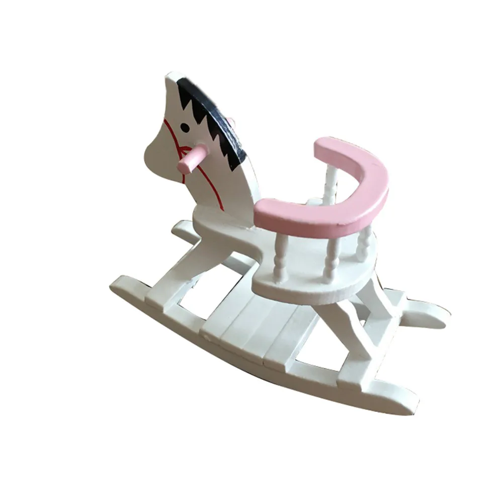 1//12 Dollhouse Miniature Wooden Rocking Horse Cockhorse for Nursery Room