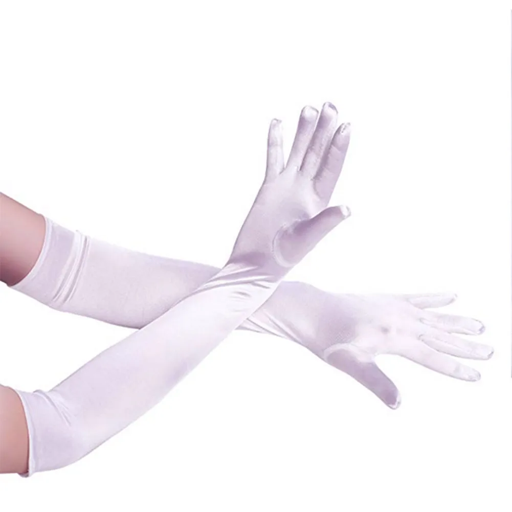 1 Pair 48Cm Womens Elegant Opera Long Satin Gloves Banquet Wedding Evening Halloween Fancy Dress Party Costume Light Purp | Свадьбы и
