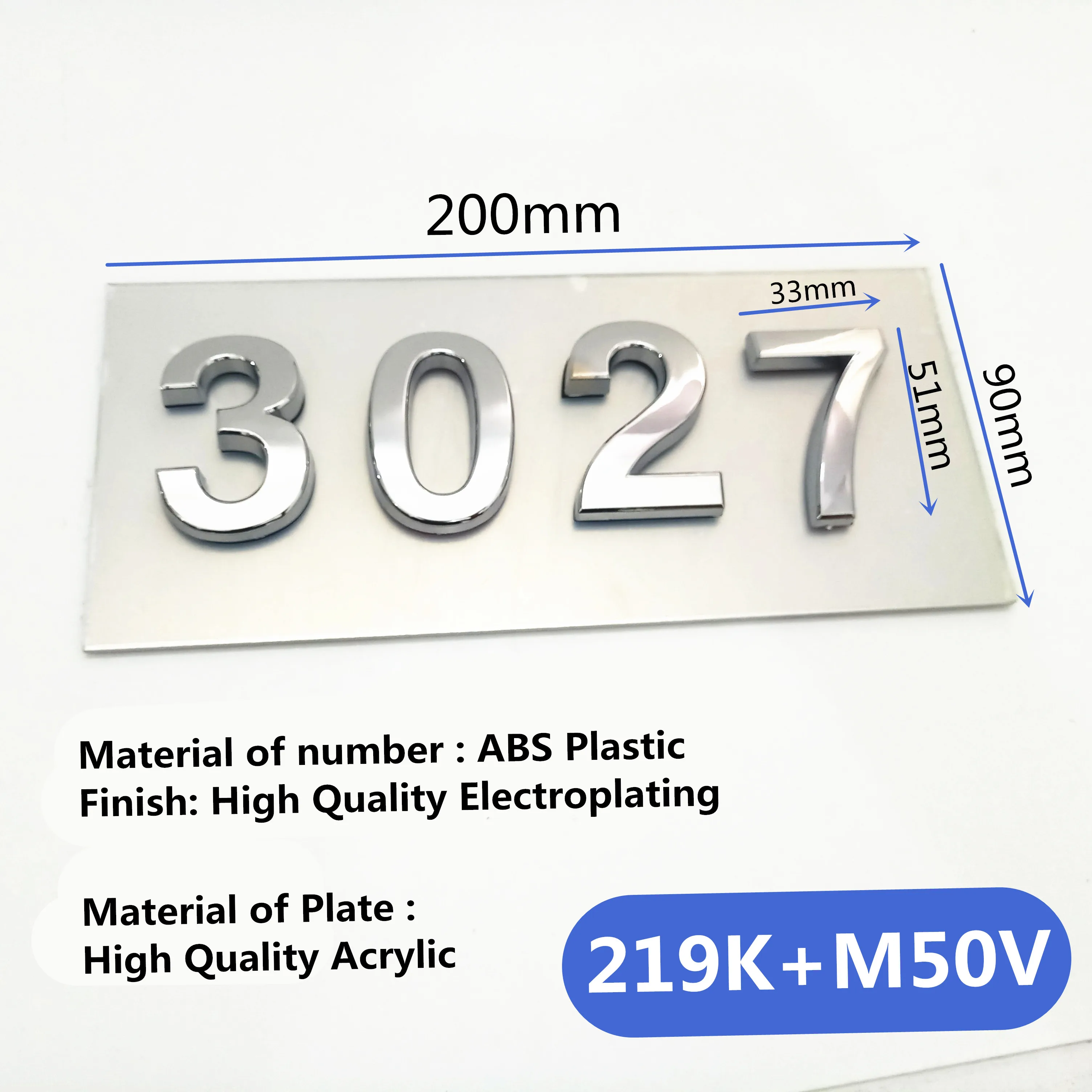 

4 Digits ABS Plastic+Acrylic Door Plates For Home Gates Hotel Room Personalized House Number Stickers Silver Door Number Sign