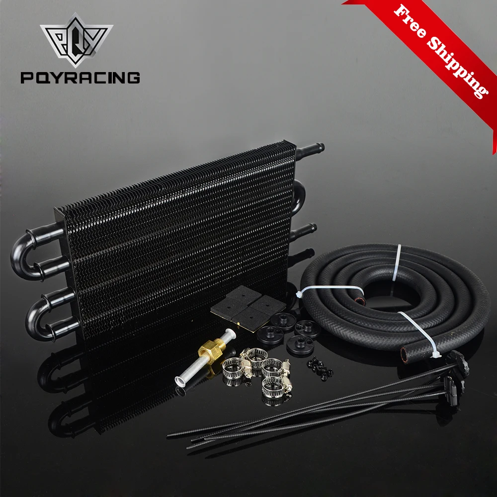 

4 Row 250*127*19 Car Cooling System Radiator AT/MT Transmission Oil Cooler Kit Universal Aluminum Black Silver Free shipping