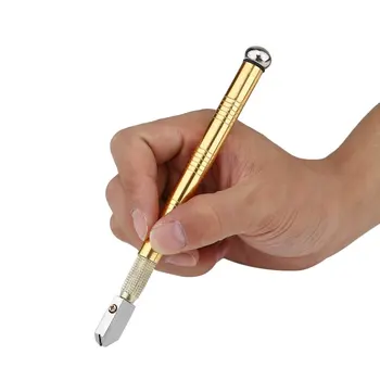

Professional Metal Handle Steel Glass Rhinestone Self-lubricating Oil Feed Tipped Glass Cutter Cutting Craft Glazing Tool