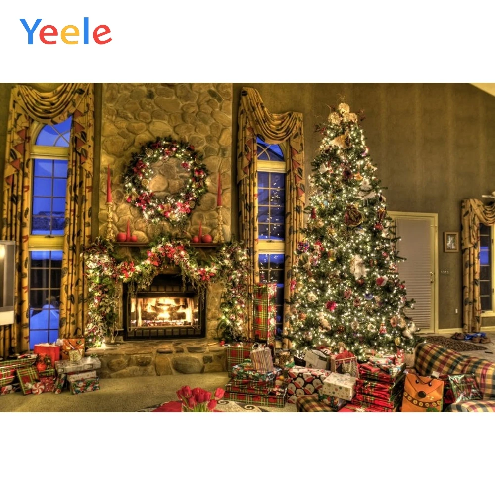 Yeele с Рождеством фон для фотосъемки винтажный дом подарок Дети Дерево камин фотографический фон для фотостудии