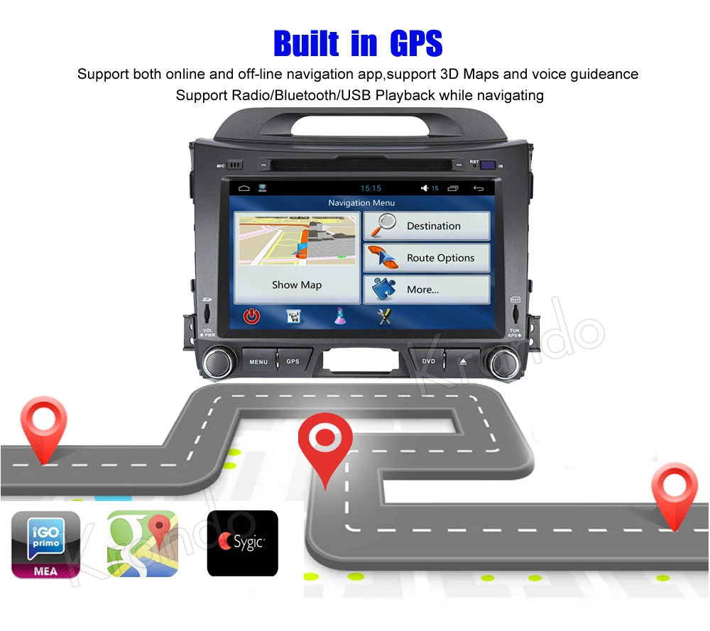 Sale Krando 8" Android 9.0 car navigation multimedia system for Kia Sportage 2010-2014 audio radio gps dvd player 2