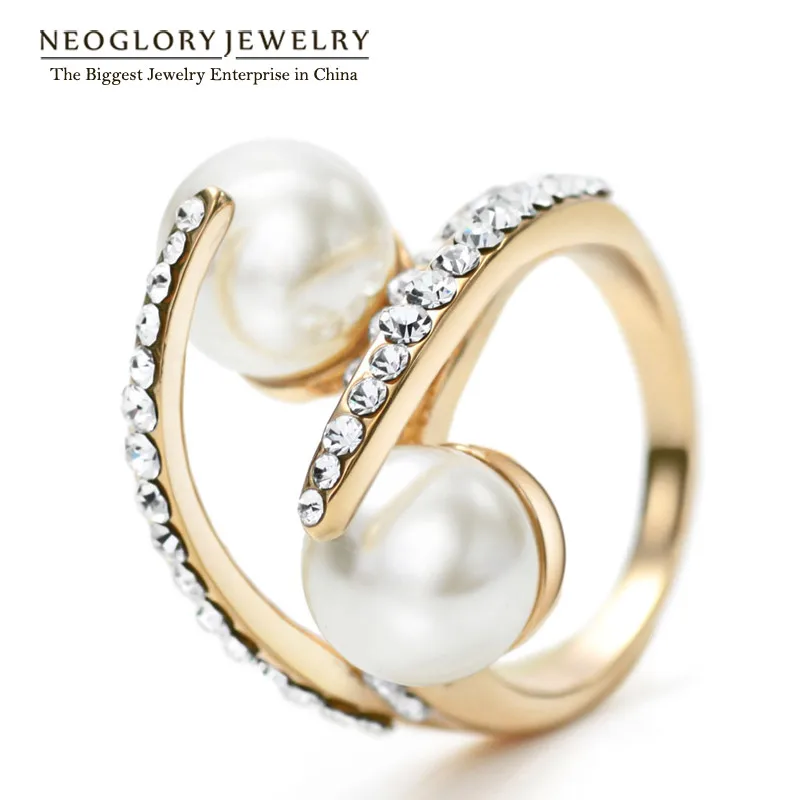

Neoglory Elegant Rhinestone Rings Wedding Brand Designer Bridal Gifts Statement Birthday Fashion Jewelry 2020 New Pea-1