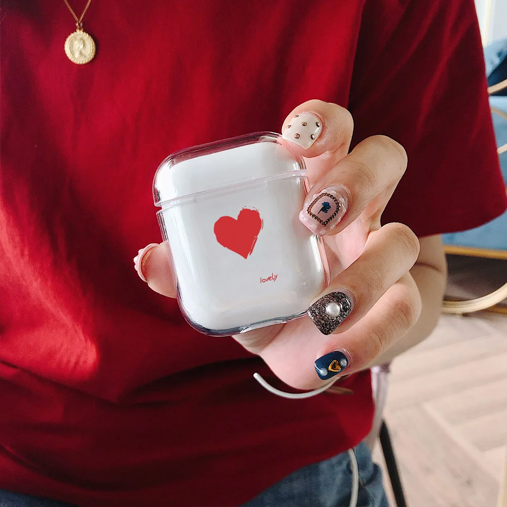 

LAUGH LIFE Couple Hard Lovely Heart For Apple Airpods Case Cover Transparent Clear Luxury Earphone Case For Airpods Cases