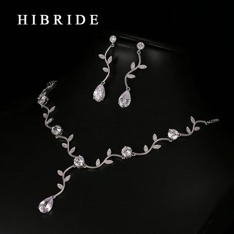 HIBRIDE White/Yellow/Rose Gold Color Flower Jewelry Sets For Women Wedding with AAA Cubic Zircon Gold Color Jewelry HJ0002 - Image 4