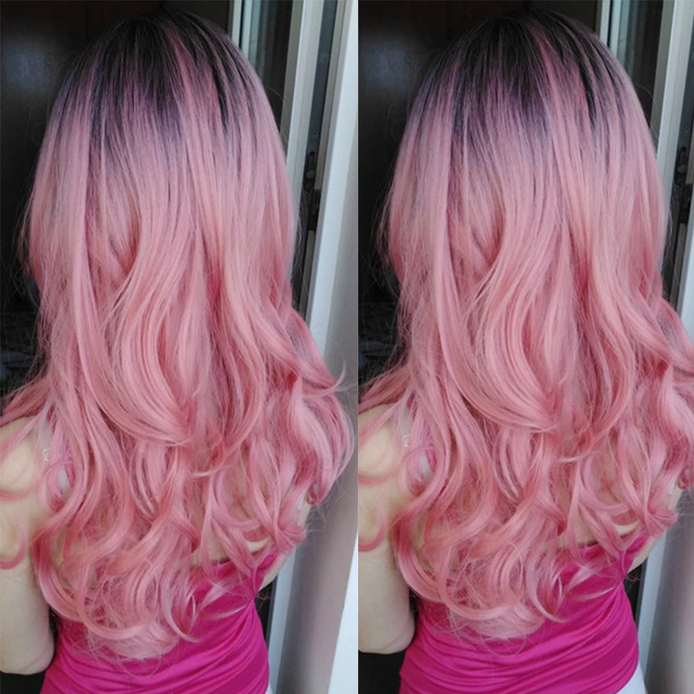 FAVE Premium peluca sintética larga onda del cuerpo Ombre Color marrón claro negro Rosa oro parte media pelucas para negro las mujeres Cosplay FAVE Premium peluca sintética larga onda del cuerpo Ombre Color marrón claro negro Rosa oro parte media pelucas para negro las mujeres Cosplay
