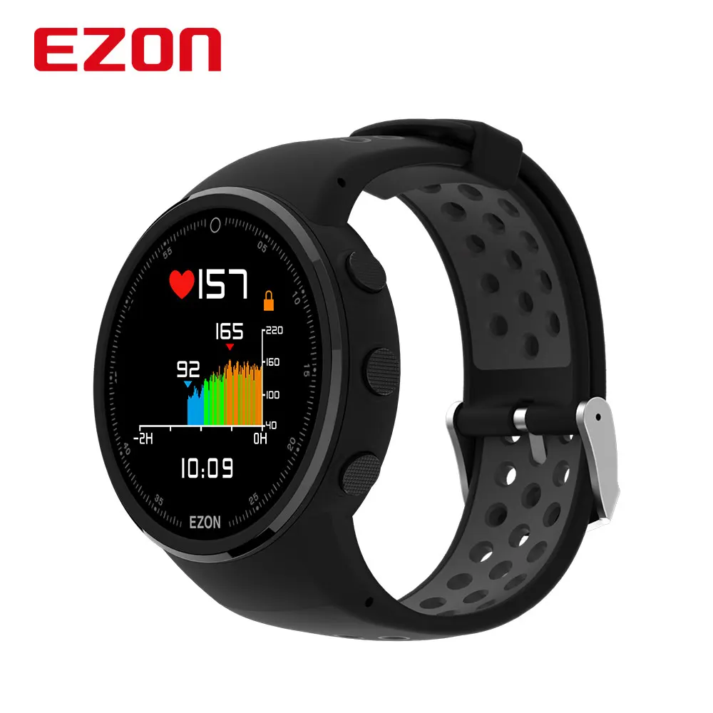 Смарт часы EZON с GPS Bluetooth оптическим датчиком пульсометром цифровыми спортивными