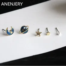 Anenjery модный бренд 5 шт./компл. высококлассные Вселенной Звездных «Луна», «Звезды» имитация жемчуга мини серьги-гвоздики набор сережек Brincos Brinco E358