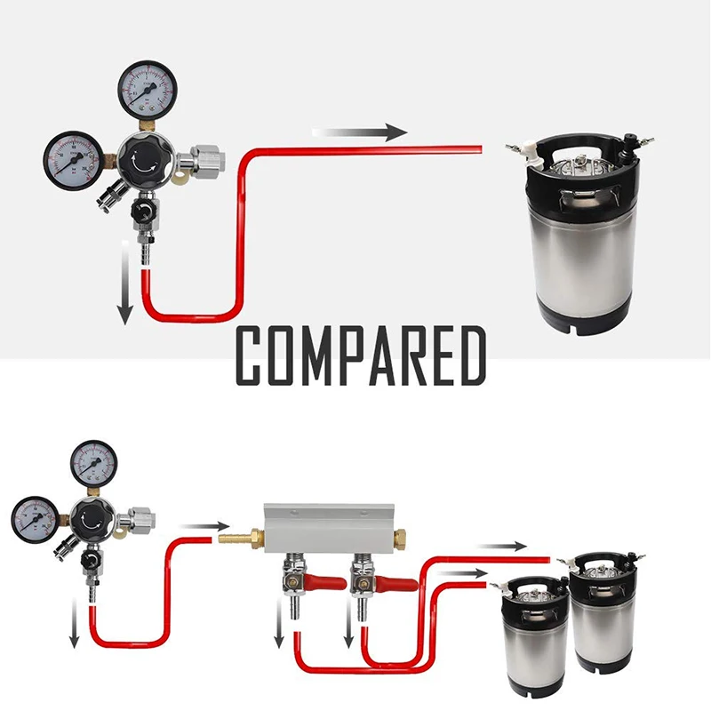 2 сторонний распределитель CO2 для газа разветвитель воздуха и пива Kegerator 1/4 &quotсо