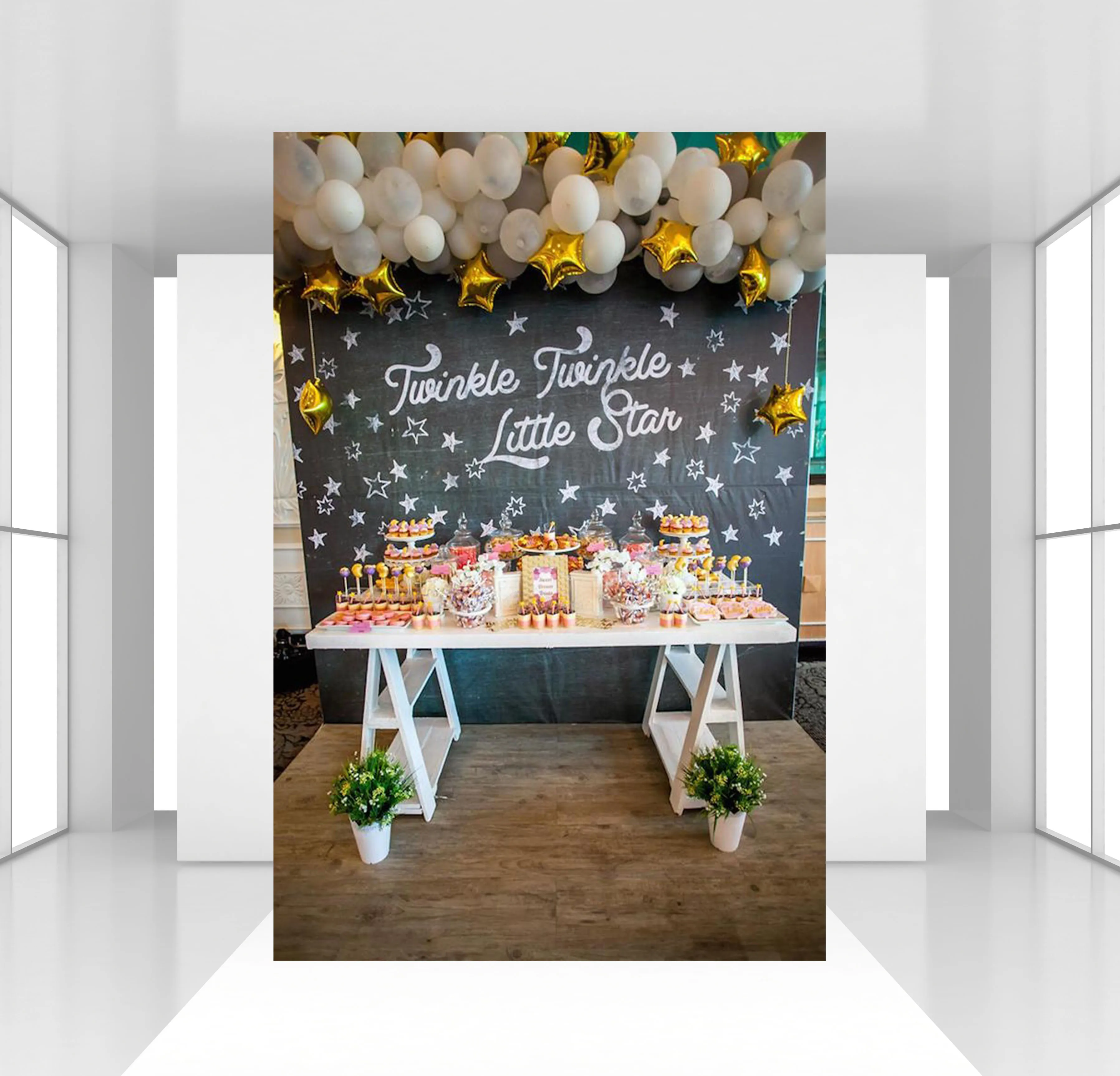 

twinkle twinkle little star backdrop baby shower birthday party Backdrop photography boda black Background dessert table Decors