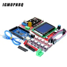 Controlador de passo mega 2560 r3 ch340 + 1 un., controlador de 1.4 + 5 peças, a4988/drv8825, módulo + driver de passo controlador 12864 para kit de impressora 3d, 1 peça