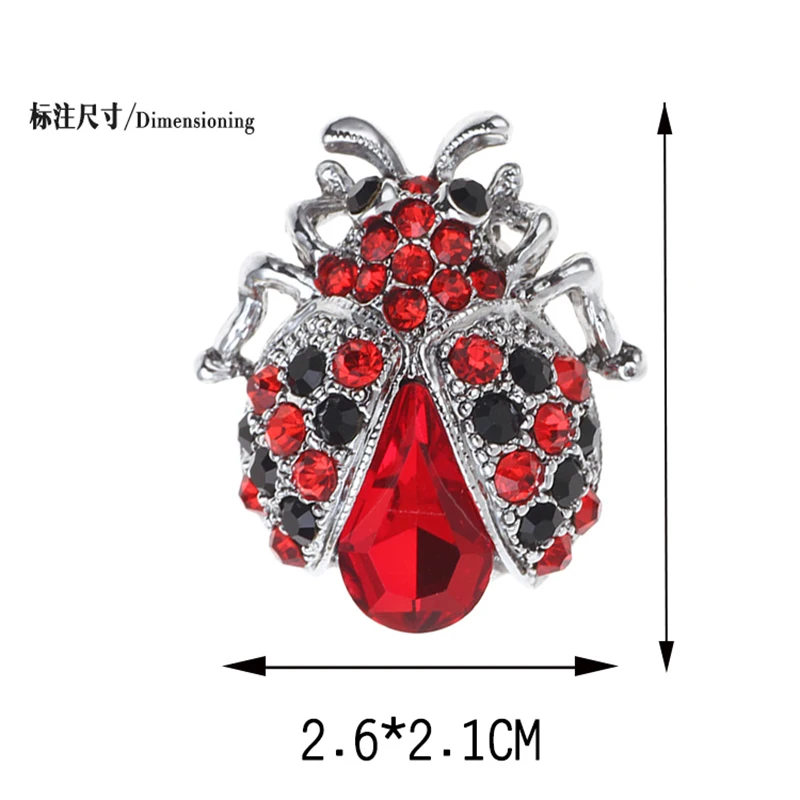 Стразы насекомое Божья коровка брошь булавки Полный Кристалл Стекло Божья коровка жук Серебряный Цвет Жук Броши женское платье ювелирные украшения