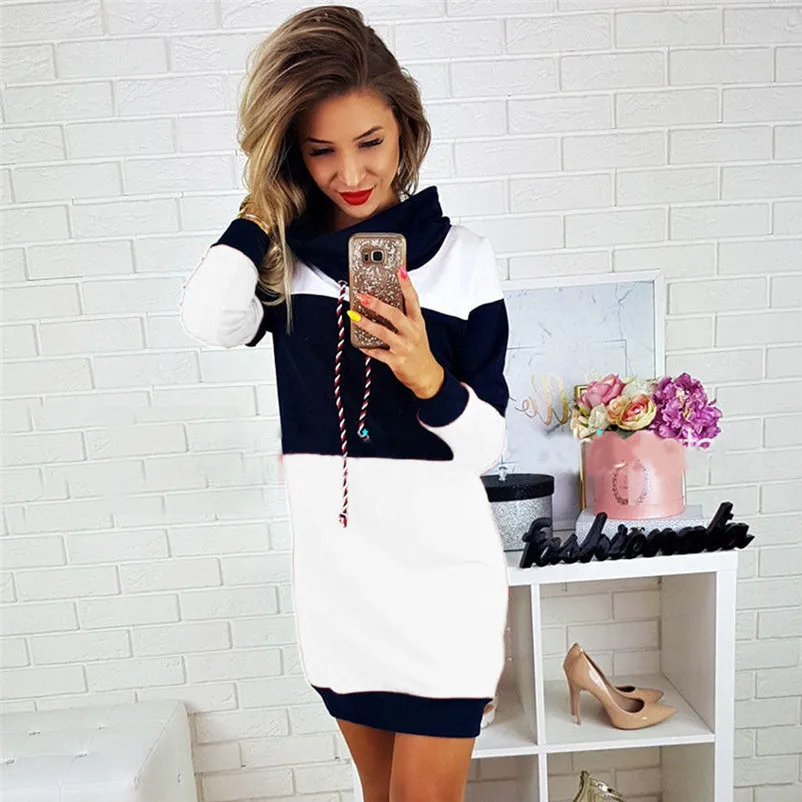 Pullover Dress Woman Knitwear Winter Long Sleeve Women Collared Long Sleeve Dress Casual Bodycon Short Mini Sundress N21#N (8)