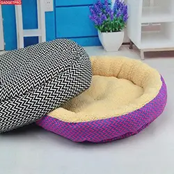 Gadetpro 2 цвета Круглый мягкая собака дом кровать в полоску Pet Кот и пес кровать Размеры размеры S и M Товары для домашних животных