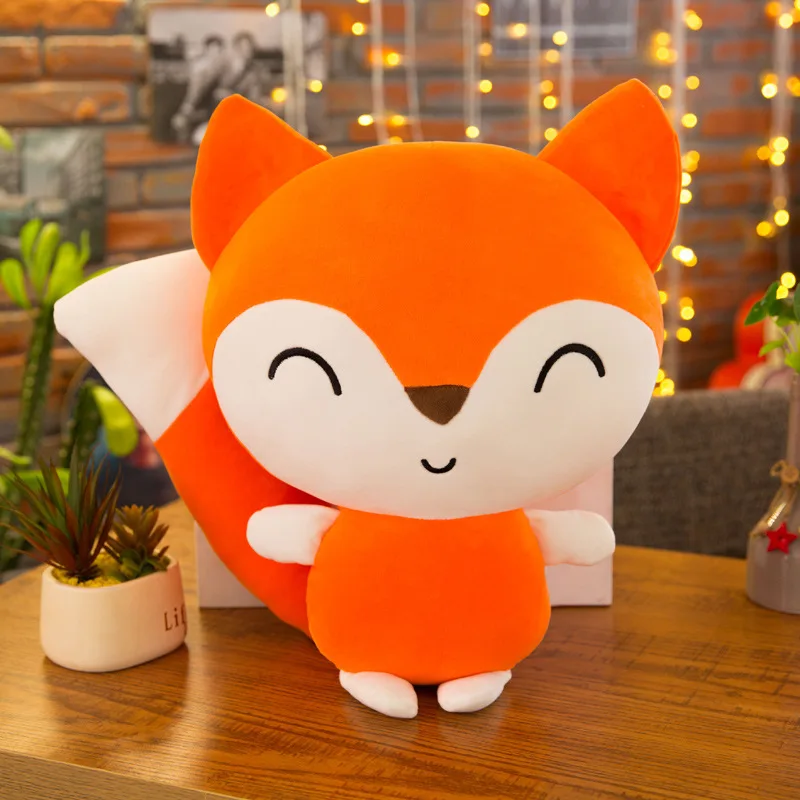 Плюшевые Куклы Kawaii Fox 24 см 3 цвета розовая лиса плюшевая игрушка с большим хвостом
