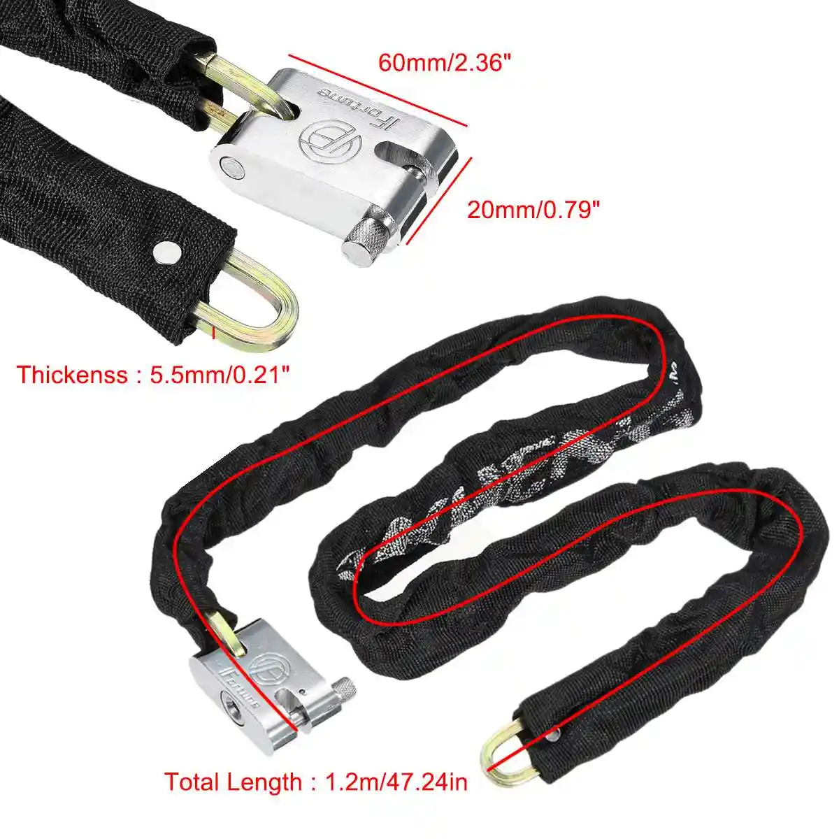 47/" Motorcycle Scooter Bike Heavty Duty Chain Lock Padlock Anti-theft Lock US