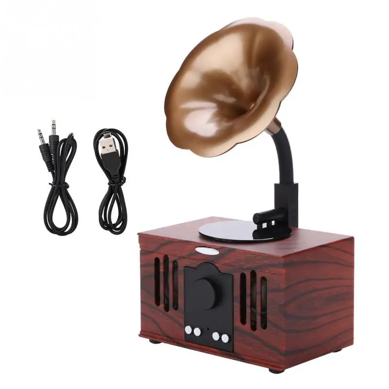 Bluetooth Speaker Wireless Retro Speaker with TF Card Slot AUX Line Built in Lithium Battery 