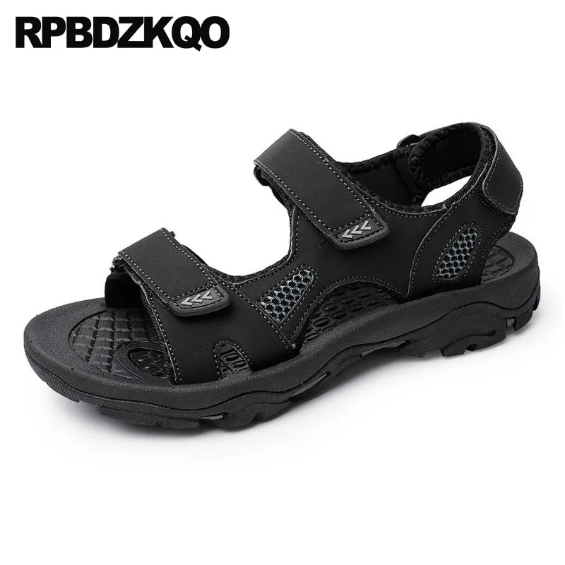 

Sport Open Toe Designer Casual Beach 2018 Black Runway Men Sandals Leather Summer Platform Strap Native Shoes Sneakers Fashion