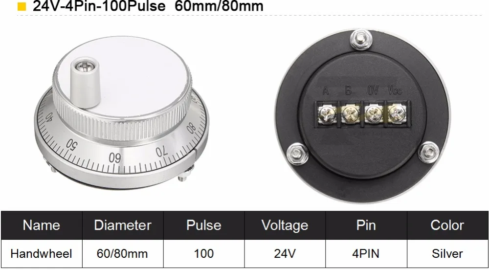 CNC маховик генератора 5 в 60 мм 80 мм 100PPR ручной импульсный генератор маховик машина роторный кодер электронный 4 контакта 6 контактов
