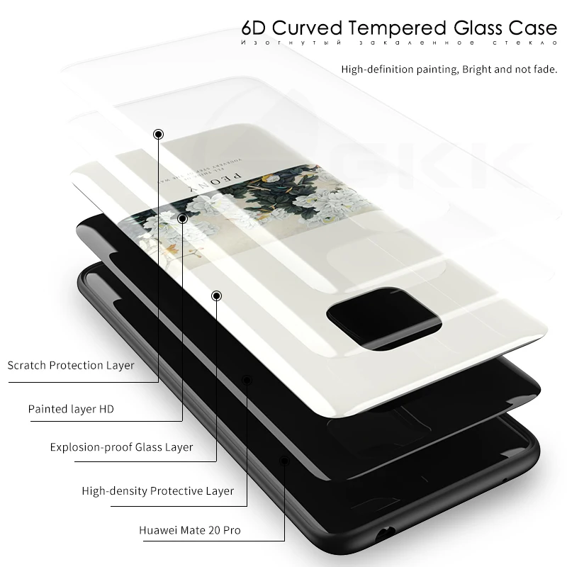 Чехол с GKK узором для huawei mate 20 30 pro, чехол из закаленного стекла с мягкими краями, TPU, силиконовый чехол для huawei mate 20 P30 pro, чехол