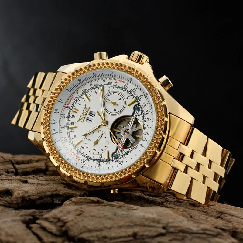 JARAGAR Tourbillon Мужские часы с большим циферблатом автоматические механические