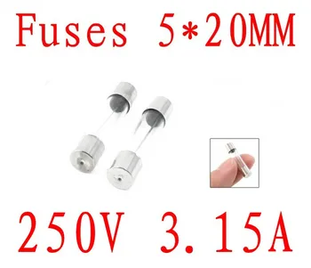 

5*20MM Fuses 3.15A Fast Quick Blow Glass Tube Fuse Kit 250V 3.15A 100pcs