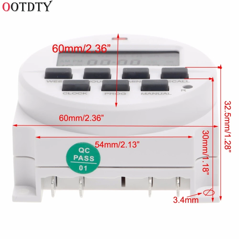 15.98 Inch LCD Digital Timer 24V DC AC 7 Days Automatic Programmable Time Switch