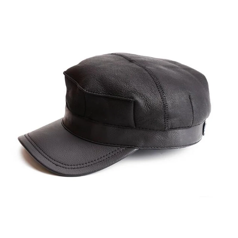 

2017 Winter genuine leather cowhide Baseball Cap Biker Trucker Outdoor Sports Snapback Hats For Men Hats Warm Caps Large Size 60
