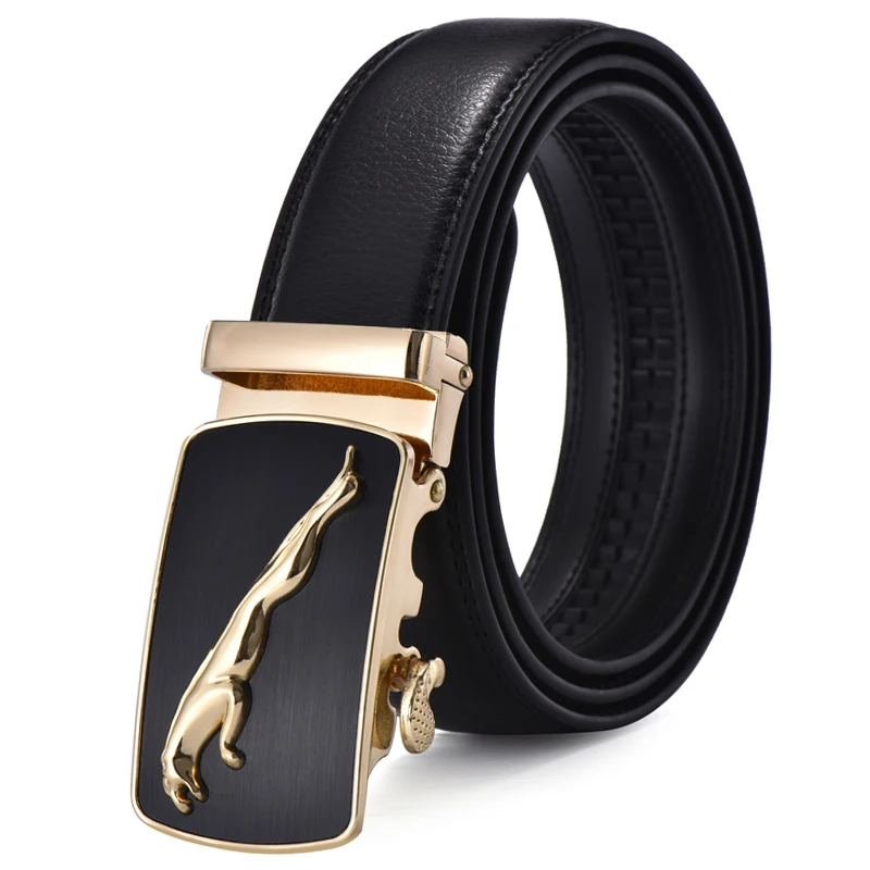 2016 New Design Mens Belt Jaguar Fashion Real Leather Belt Gold Automatic Buckle Belts Designer ...