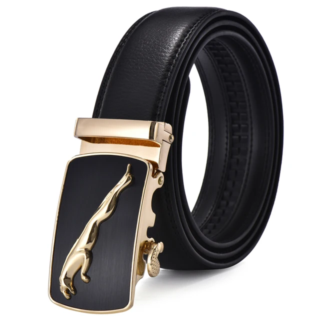 2016 New Design Mens Belt Jaguar Fashion Real Leather Belt Gold