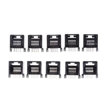 

High Quality 10pcs RJ45 8P8C Computer Internet Network PCB Jack Socket Black