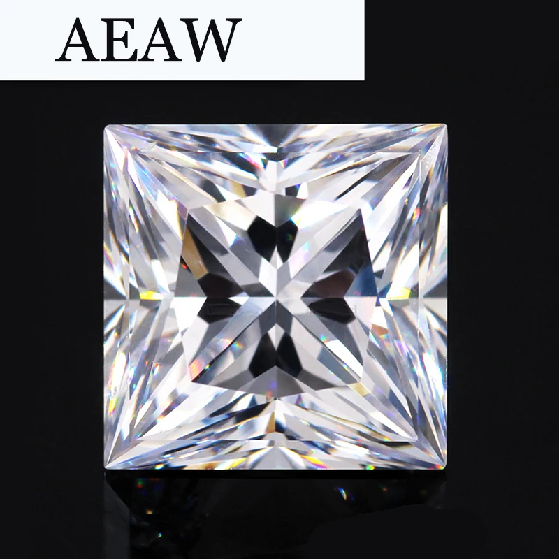 AEAW 3 Carat 8mmx8mm F Color Princess Cut Moissanite Lab Diamond Loose Stone Test Positive as Real Diamond