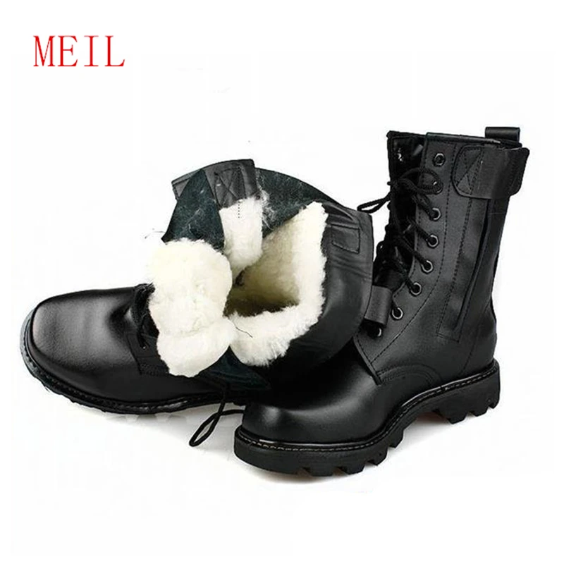 

2019 Retro Combat Boots Winter British Microfiber Leather Military Boots Punk Lace Up Men Warm Wool Motorcycles Steel Toe Boots