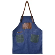 Vintage Old Washed Canvas Cooking Work Clothing Antifouling Aprons Coffee Shop And Hairdresser Sleeveless Work Apron Bib LFB185
