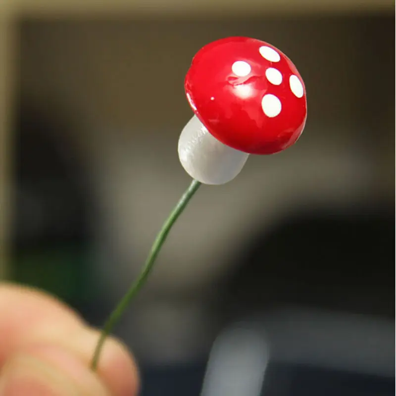 50pcs Mini Red Mushroom for Miniature Plant Pots Fairy Decor Garden Fashion HOT