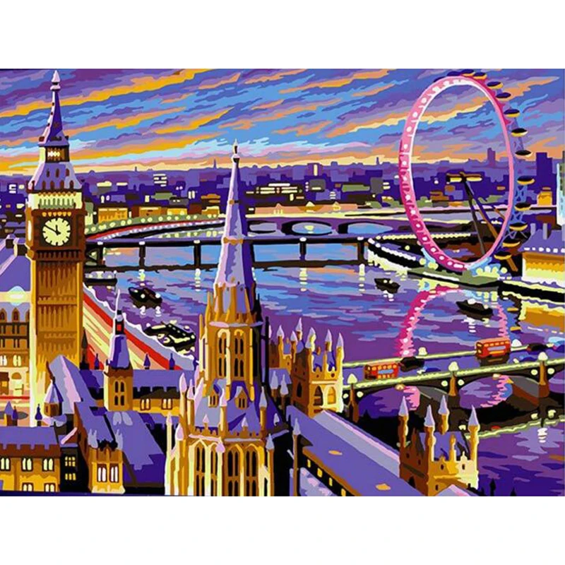 Big Ben Canvas Print Painting Beautiful British Night Landscape Modern