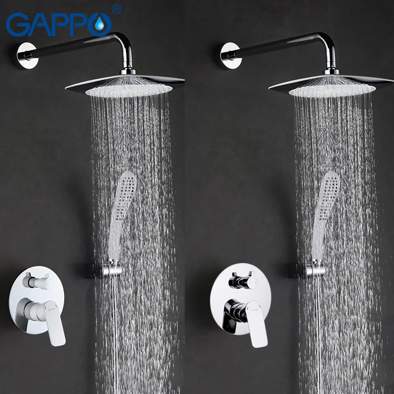 

GAPPO Wall bathroom shower faucet set rainfall bathtub shower tap chrome waterfall big shower head in hand shower