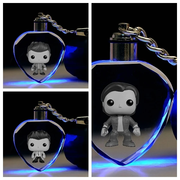 

Supernatural Heart Shape Anime LED Key Chains LOGO Figure Keyring Crystal Toy Keychain Light Keyholder Unisex XMAS Gift NEW
