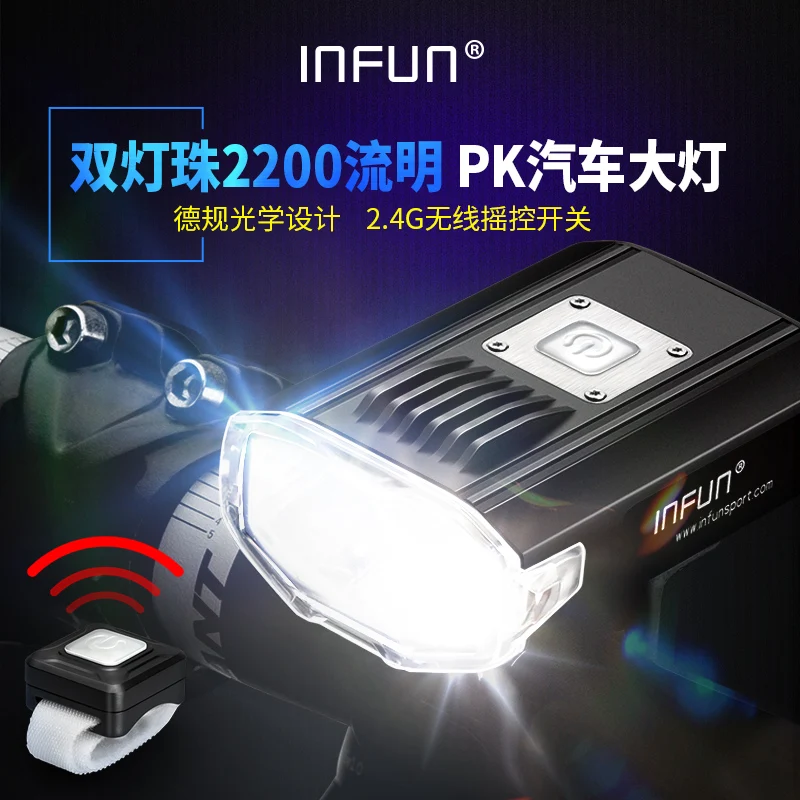 INFUN GT200 велосипедный передний светильник с дистанционным управлением 2200 люмен USB