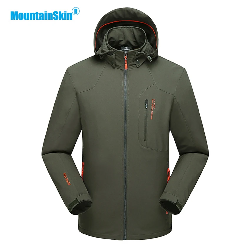 

Mountainskin Men's Spring Waterproof Jacket Hooded Windbreakers Outerdoor Sportwear Hiking Camping Fishing Trekking Brand MA185