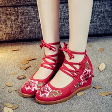 Классические женские туфли в стиле «Старый Пекин»; Туфли mary jane на плоской подошве; Повседневная обувь в китайском стиле; Тканевая обувь с вышивкой; женские парусиновые туфли